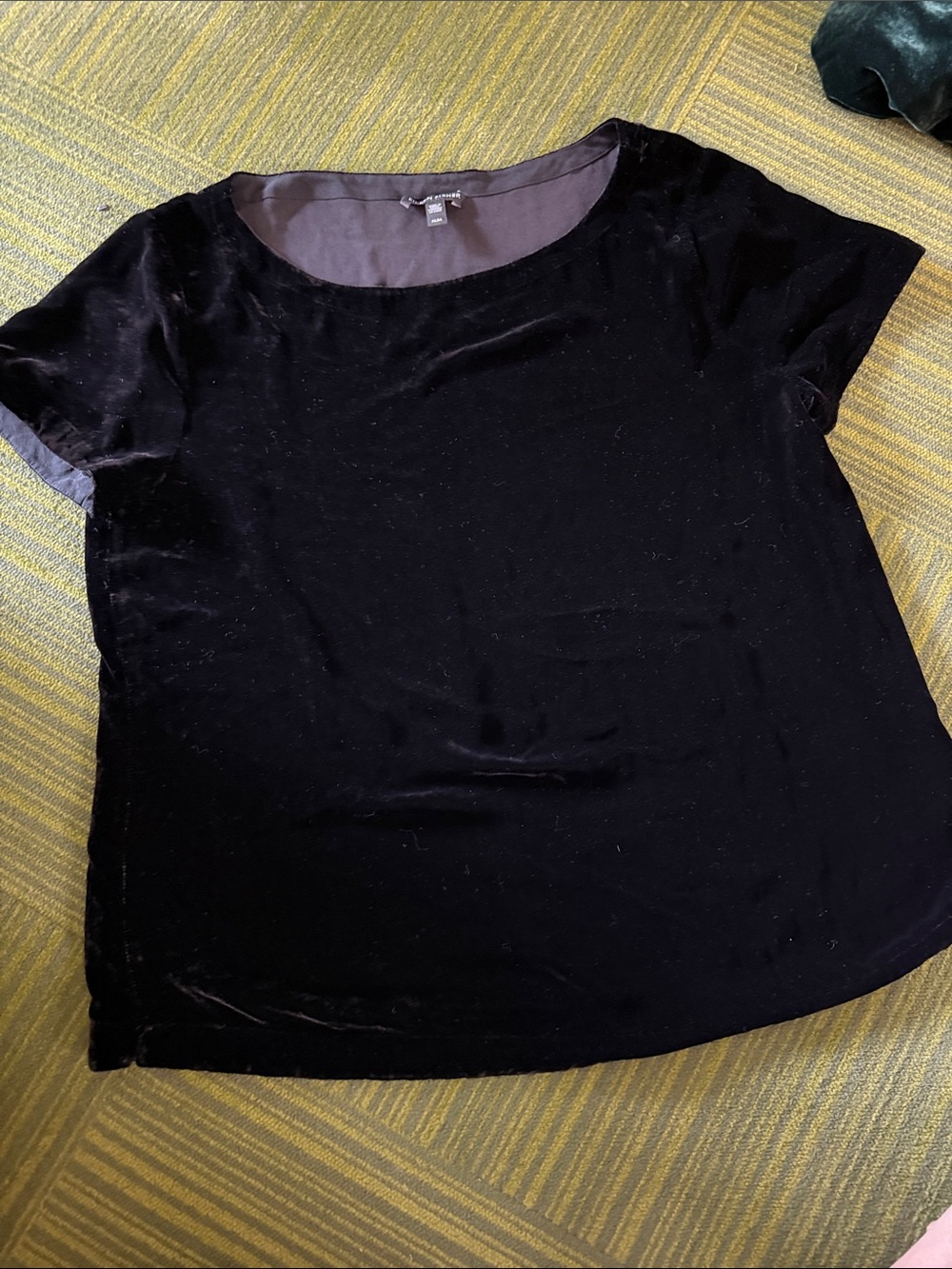 Eileen fisher Velvet Short-Sleeve Top tee - Black size M EUC